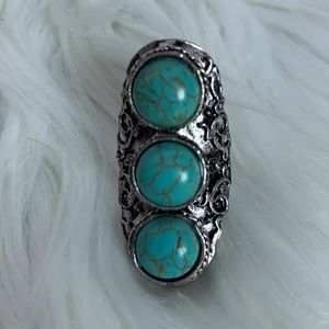 Triple turquoise fashion adjustable band ring